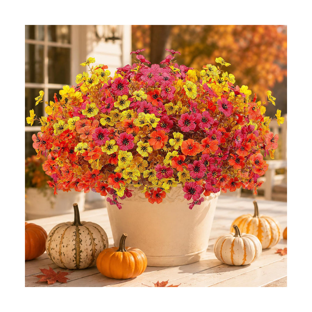Artificial Fake Fall Flowers Mums for Outdoors Home Porch Decoration