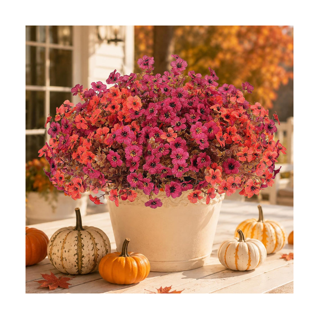 Artificial Fake Fall Flowers Mums Plants for Outdoors Outside Decoration