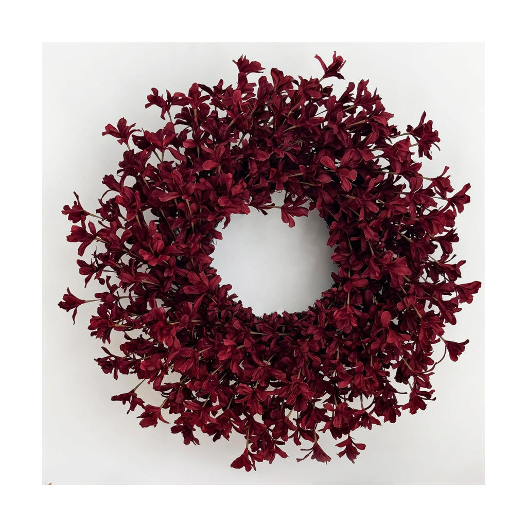 24 Inch Burgundy Fall Wreaths for Front Door, Artificial Forsythia Wreath