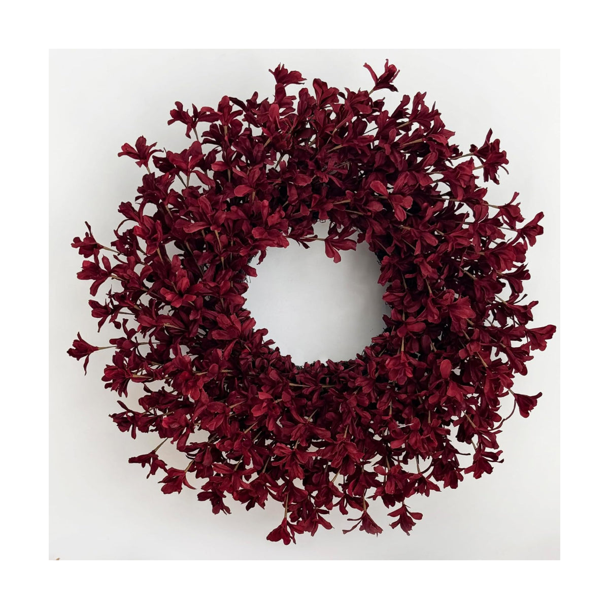 24 Inch Burgundy Fall Wreaths for Front Door, Artificial Forsythia Wreath