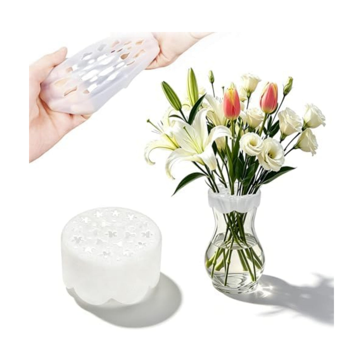 Bulgeiy Silicone Flower Arranging Grid, Flexible Reusable Blossom Stem Holder for Vases, Easy DIY Floral Arrangement Tool for Ikebana, Weddings & Home Decor(1 Pcs)
