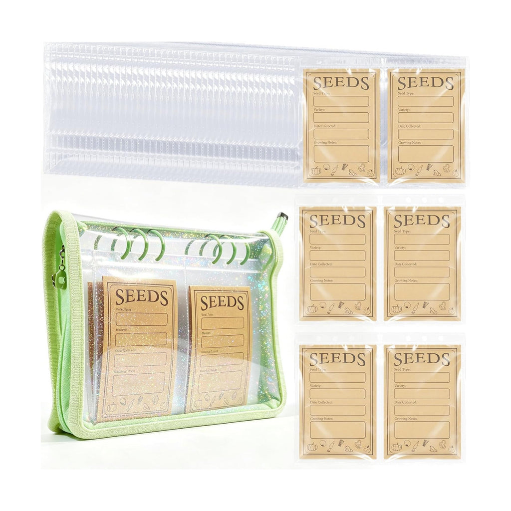 Seed Storage Organizer Binder, Seed Packet Organizer with 160 Pockets(80 Pack Resealable Seed Envelopes),3.9x5.3 Inch