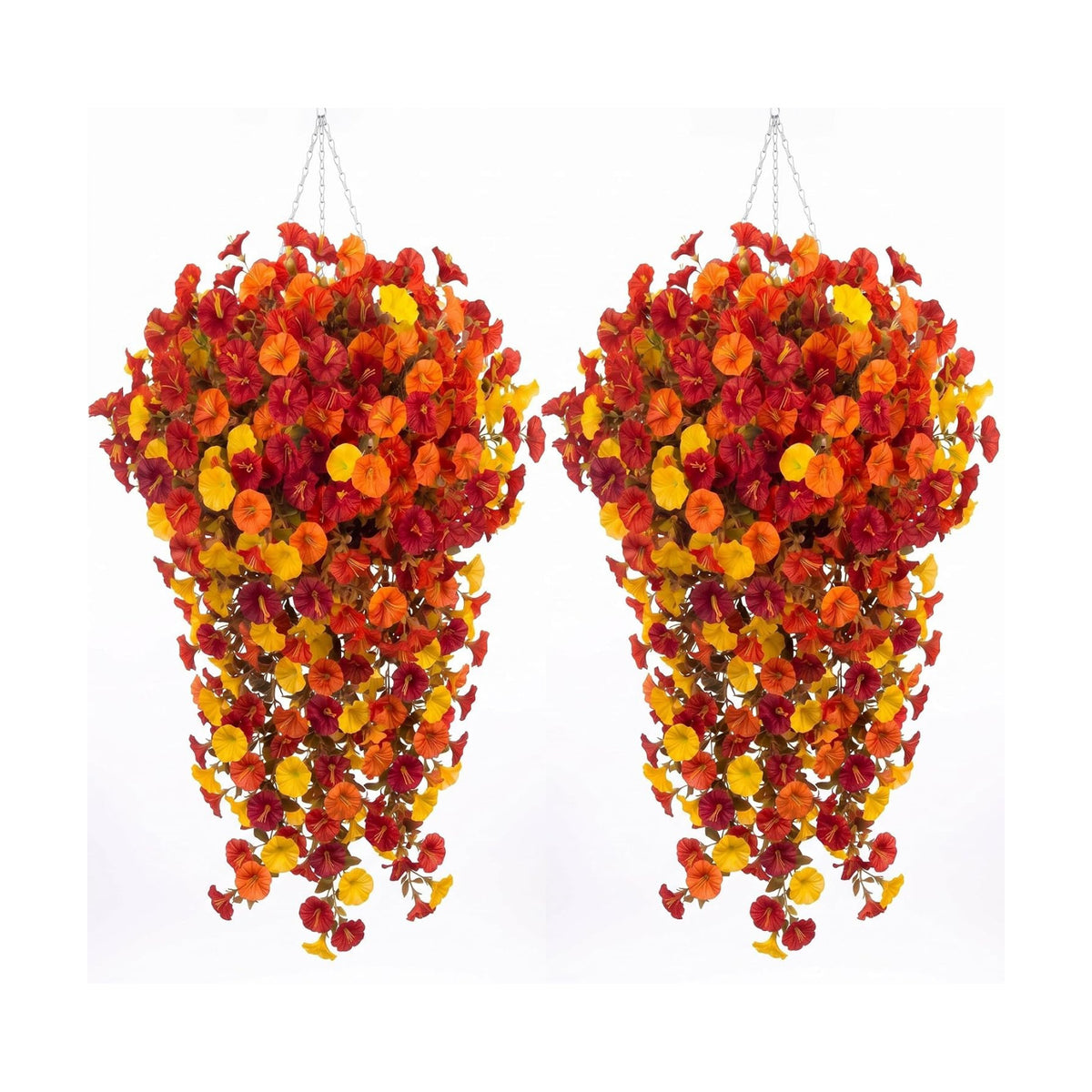 Pinkunn 2 Pack Artificial Fall Hanging Flower Basket for Outdoor Fall Decor