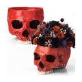 2 Pack Halloween Skull Planter, Red, Retro