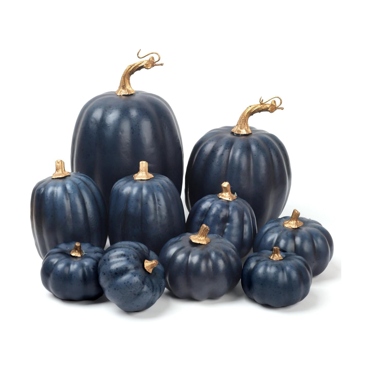 10-Piece Navy Blue Artificial Pumpkins, Assorted Sizes