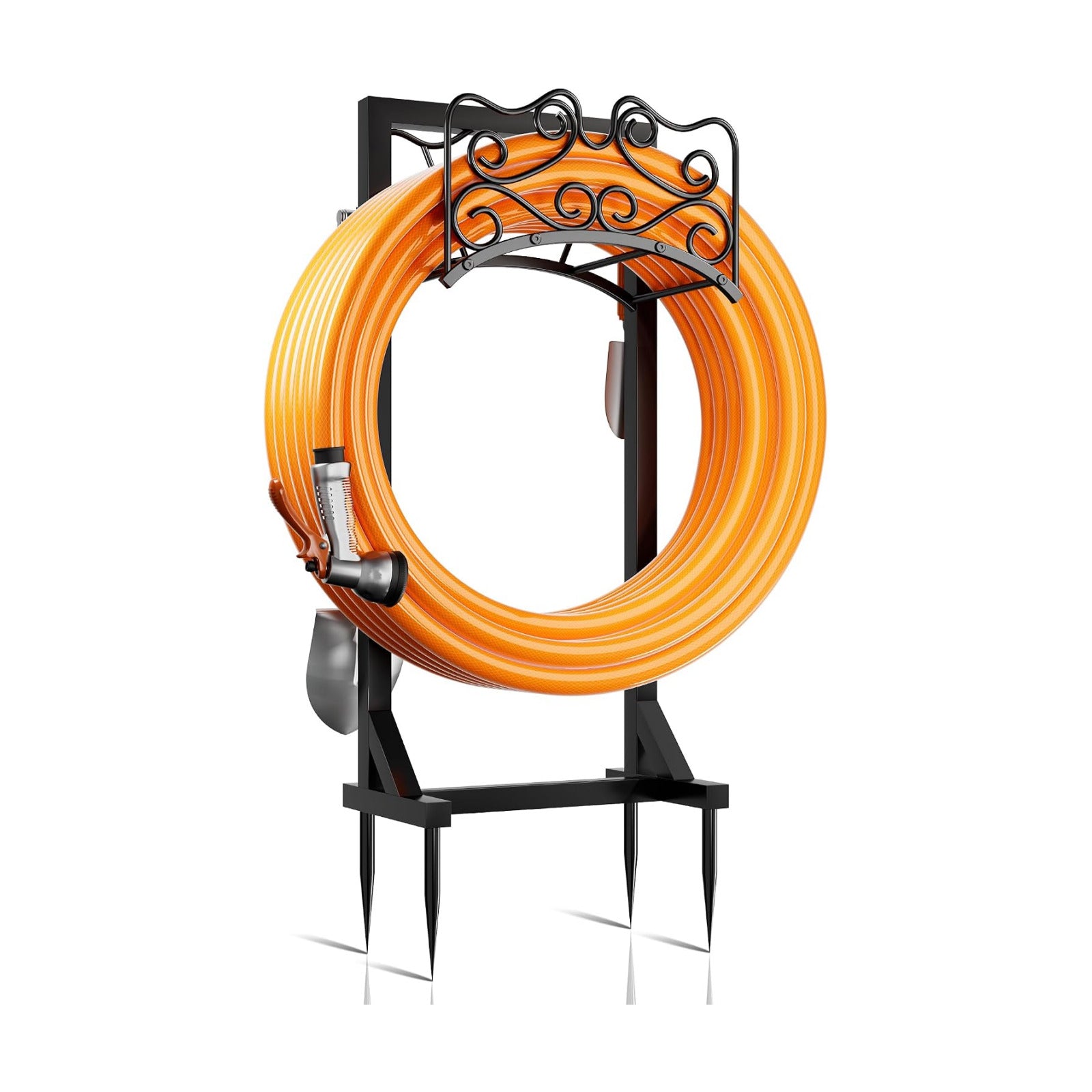Garden Hose Holder Water Freestanding Heavy Duty Water Hose Holder for Outside with 4 Spikes