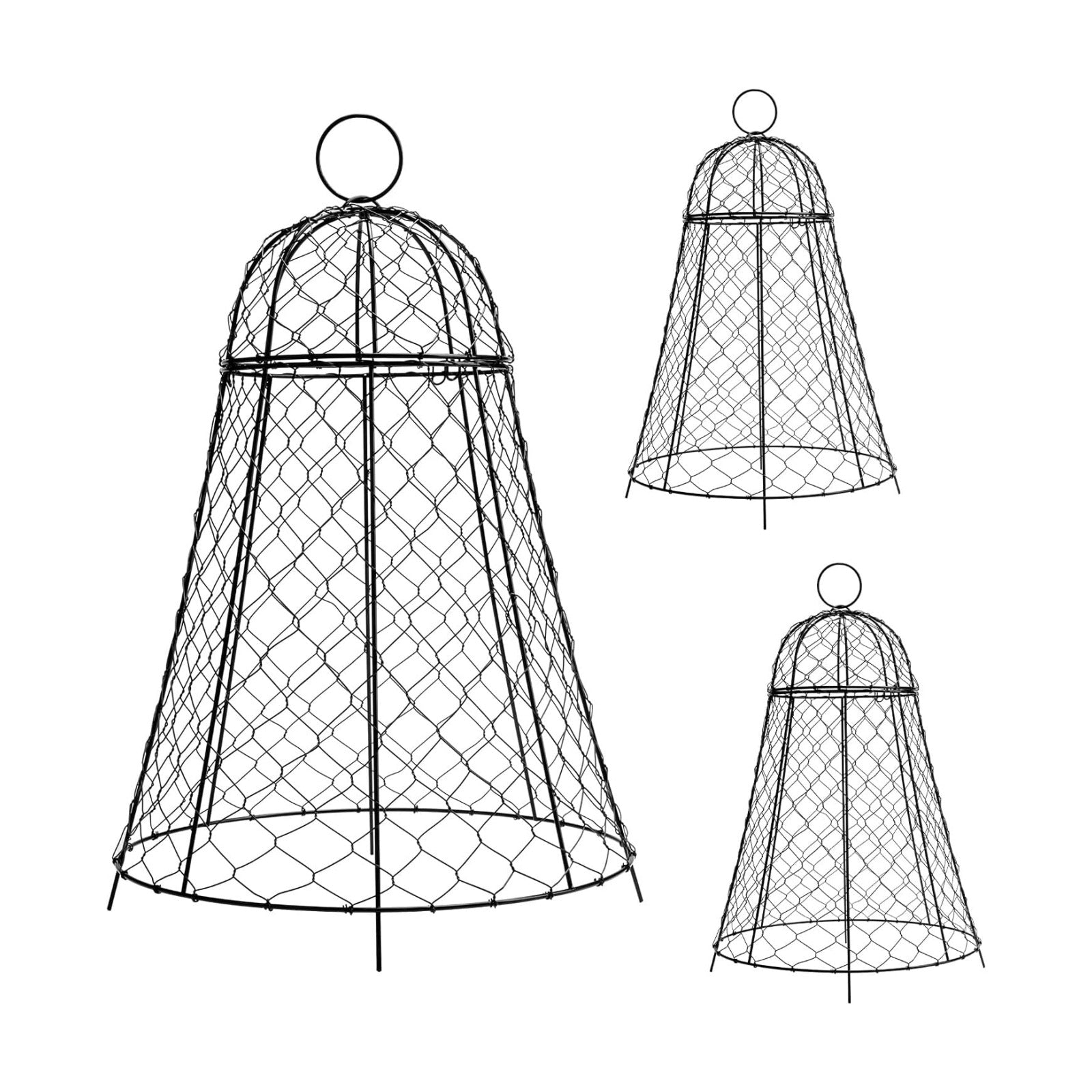 Garden Cloches for Plants 3 Pack - Chicken Wire Outdoor Plant Protectors from Animals - Heavy-Duty Metal Cage with