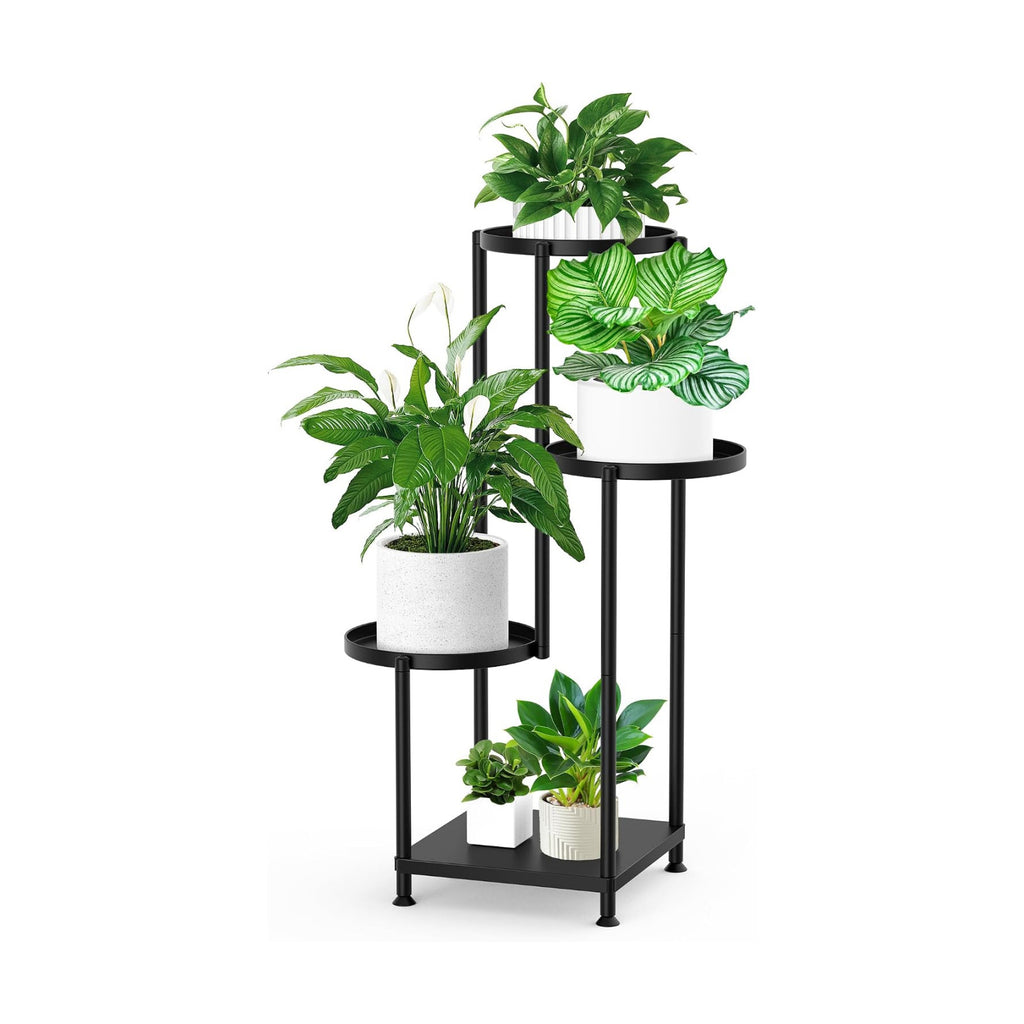 Plant Stand Indoor Outdoor, 4 Tier Metal Shelf Holder Corner | Multiple Plants Rack Tall Holder, Sturdy Rustproof