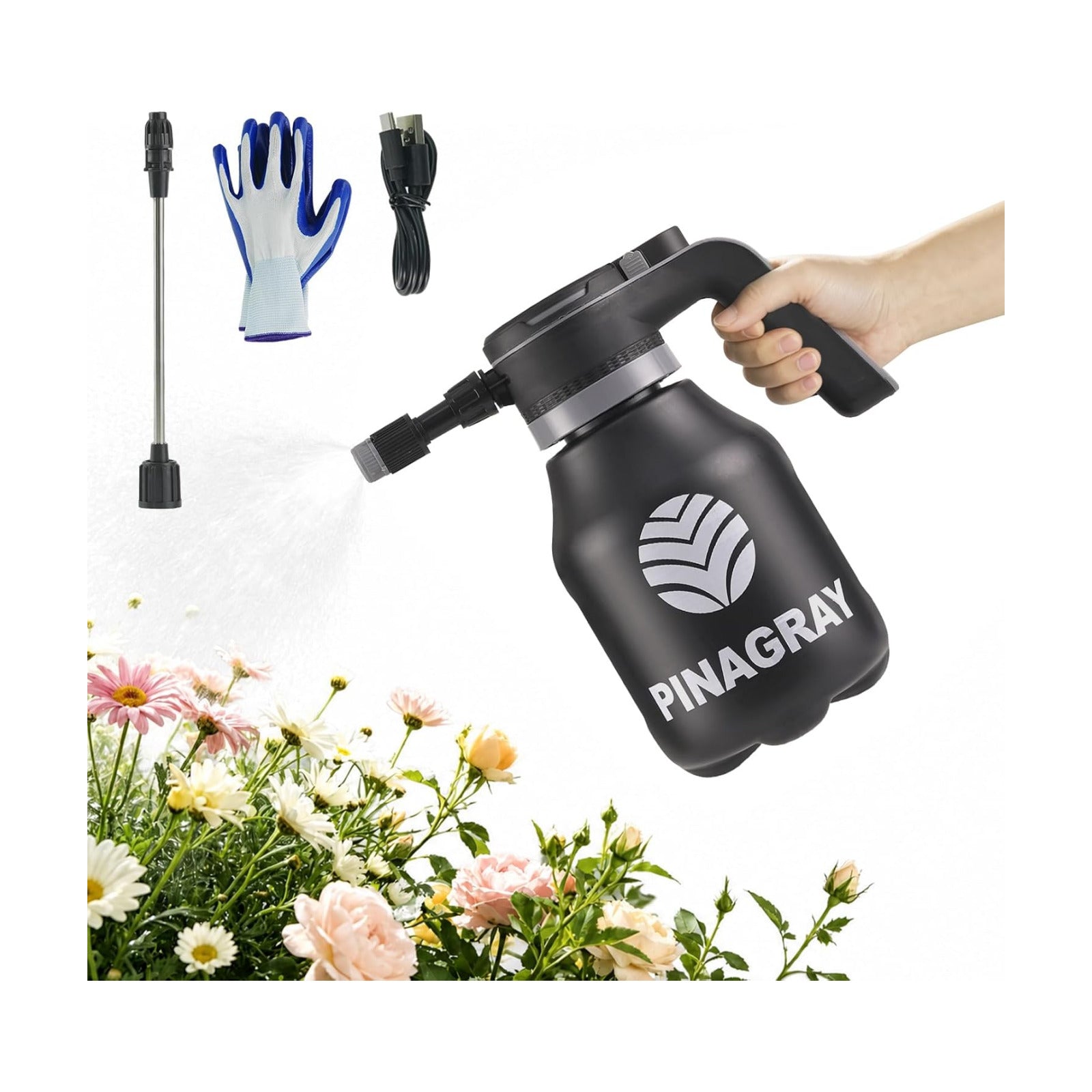 2L/0.5Gallon Upgraded Electric Water Sprayer with Thicker Body | precision nozzle + extension wand, 1hr runtime