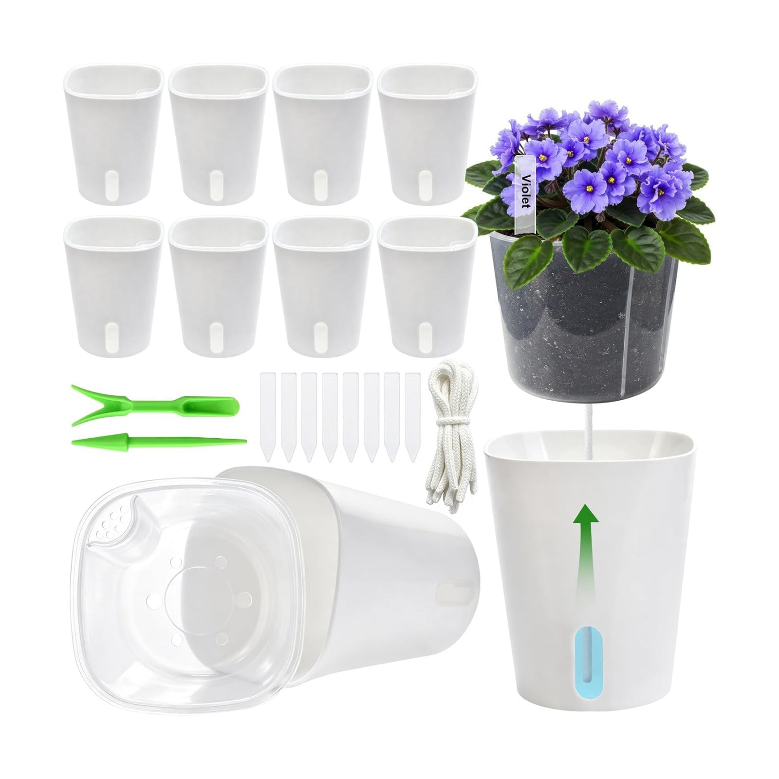 4" Self Watering Pots for Indoor Plants, 8 Pack Clear Plant Pots with Drainage, Plastic Nursery pots for Cuttings