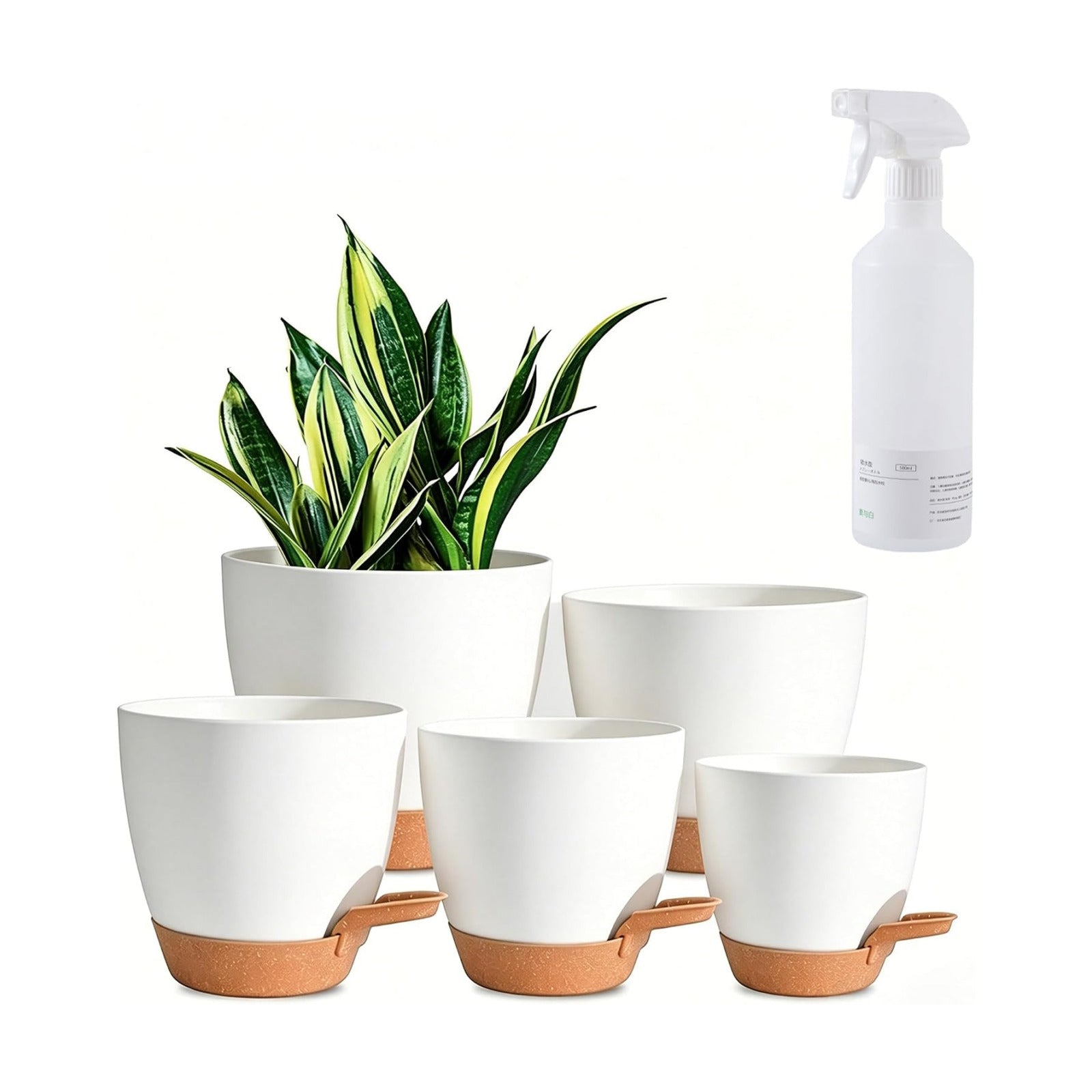 6-Pack Self Watering Pots for Indoor Plants, White | 5/5.5/6/6.5/7-inch sizes, Indoor/Outdoor Planters, Drainage Holes