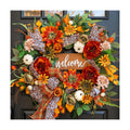 24 Inch Fall Wreaths for Front Door, Autumn Wreath with Welcome Sign