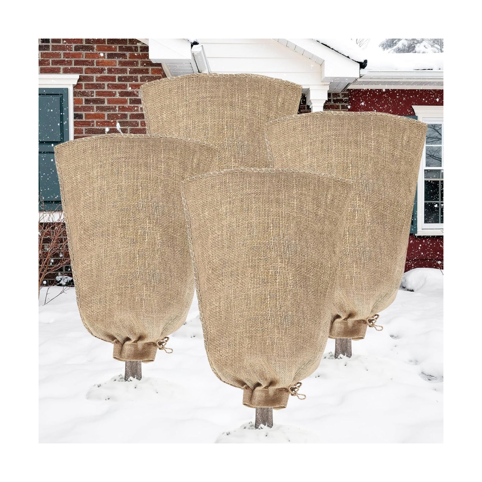 Riare 4 Packs 45 × 70 Inch Large Winter Plant Cover Bags with Drawstring