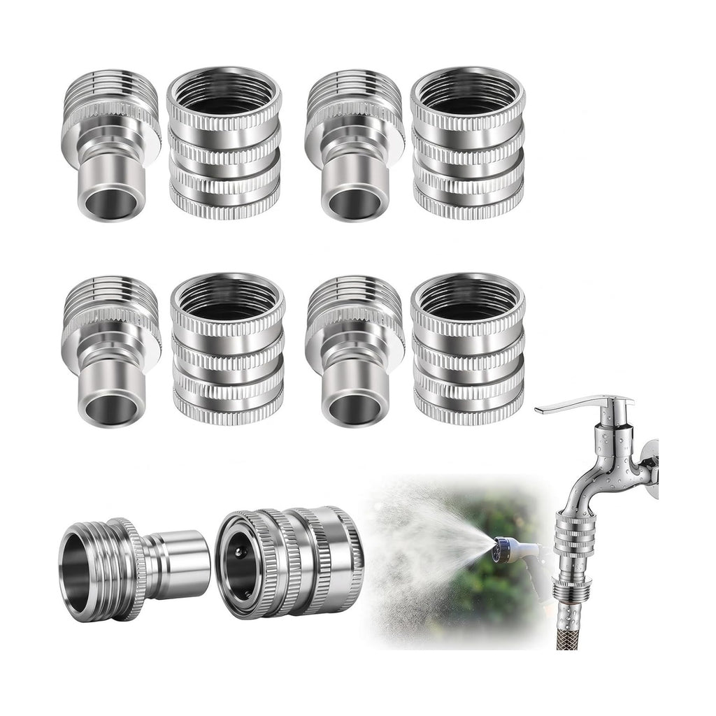 Stainless Steel Garden Hose Quick Connect Fittings, 3/4 Inch GHT | Heavy Duty Male and Female Quick Release Water Hose
