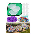 Spocwd 3 Sets 10in Stepping Stones Kit for Kids - Includes Concrete Molds, Mosaic Tiles, Letter Number Stamps & Carving