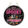 Pink Halloween Decor Spooky Season Wooden Hanging Door Sign Decor
