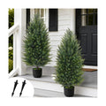 3FT Artificial Topiary Cedar Trees, Realistic 2 Set Outdoor Christmas Trees