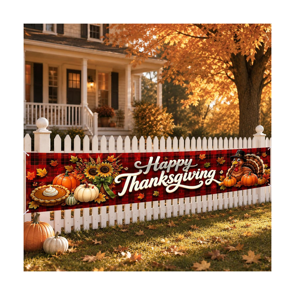 Nuxovilar Happy Thanksgiving Banner,118.1"x19.68" Polyester