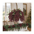 6 Pcs 43'' Artificial Nandina Berry Stems Burgundy Faux Branches Home Decor
