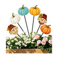 6 Pcs Fall Outdoor Decor Garden Stakes Pumpkin Scarecrow Metal Yard Sign Autumn Yard Stakes Thanksgiving Decorations for Planter Lawn Patio