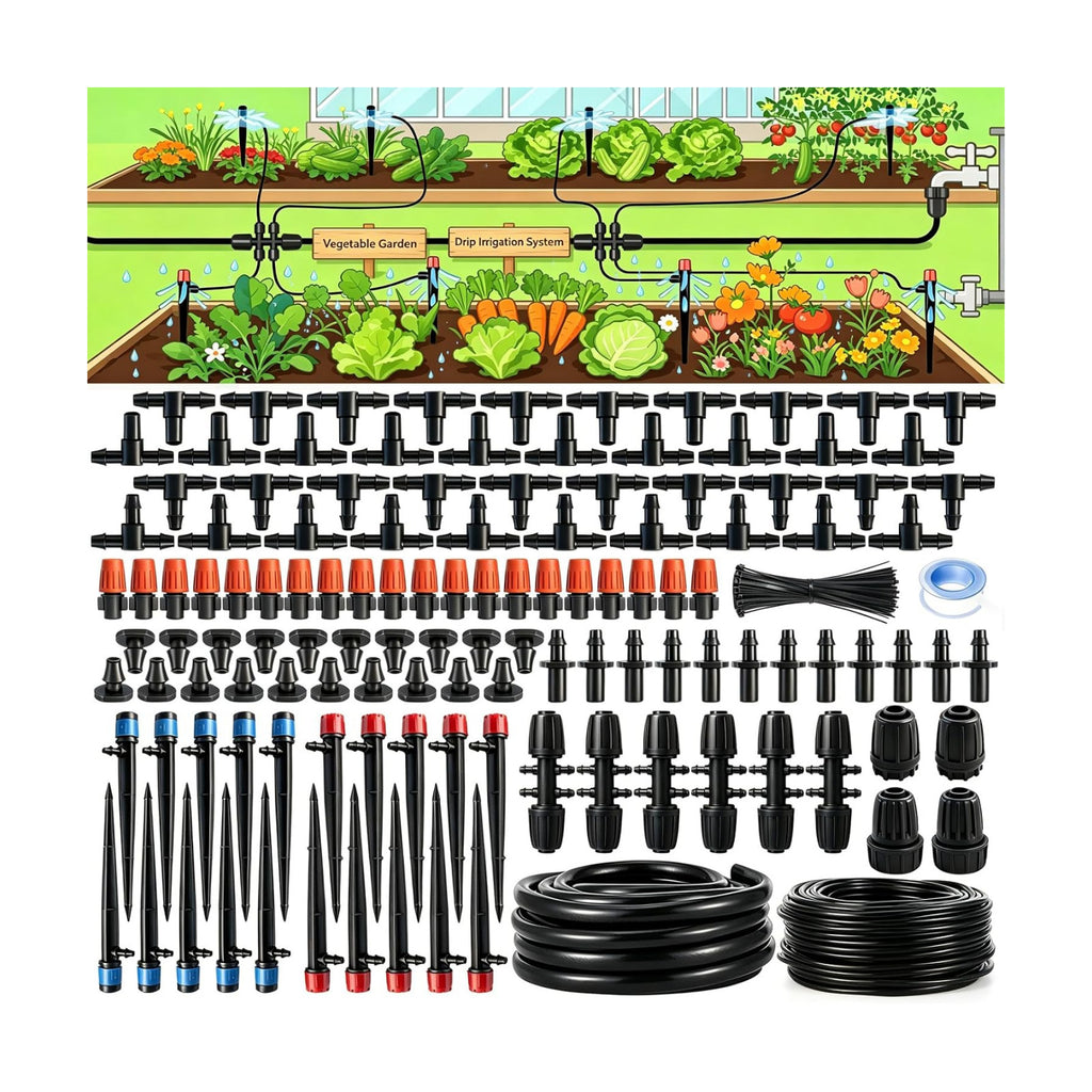 Dianrui 240FT Drip Irrigation System, Automatic Drip Irrigation Kit for Greenhouse/Yard/Lawn/Plant/with 1/2 inch Hose