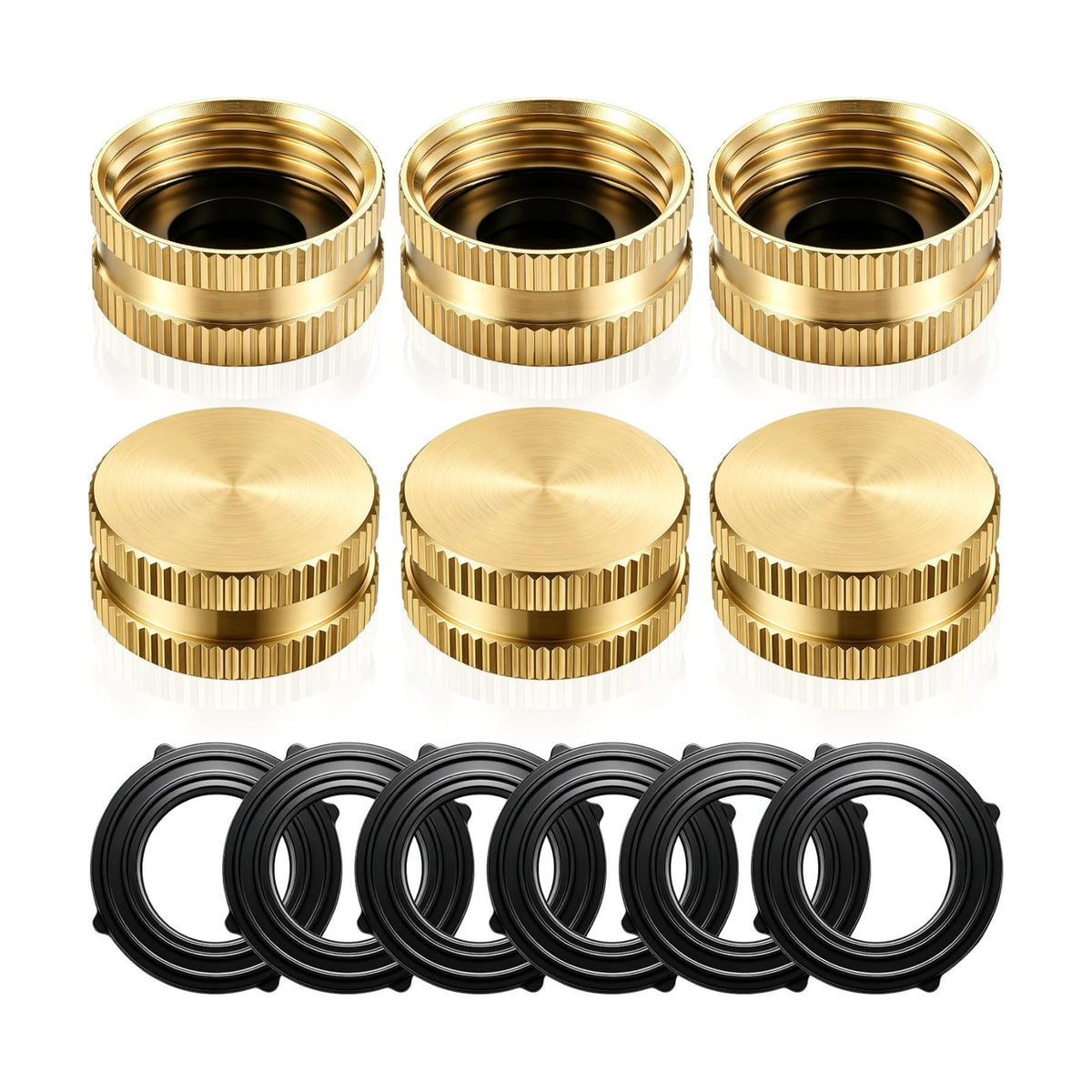 Shimeyao 6 Pack 3/4" Brass Garden Hose End Caps with Washers