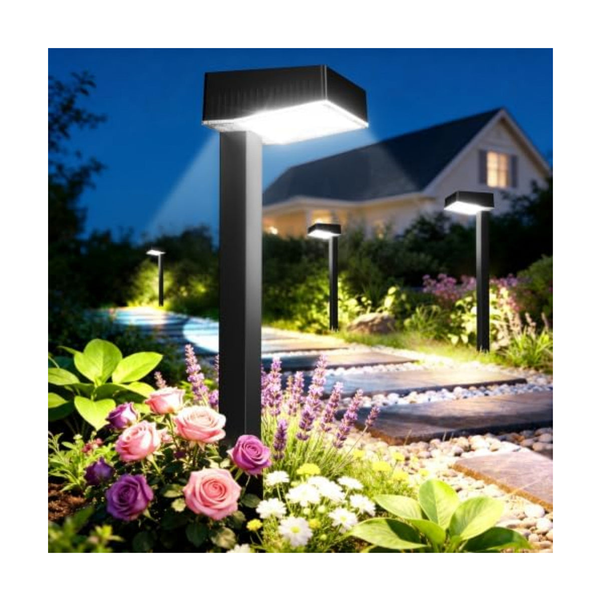 ELECLINK Solar Pathway Lights Outdoor, 12 Pack Garden Lights Solar Powered Path Light with Focused Beam Lens, 2 Light Modes Waterproof Outdoor Solar Light for Yard Driveway Walkway Landscape