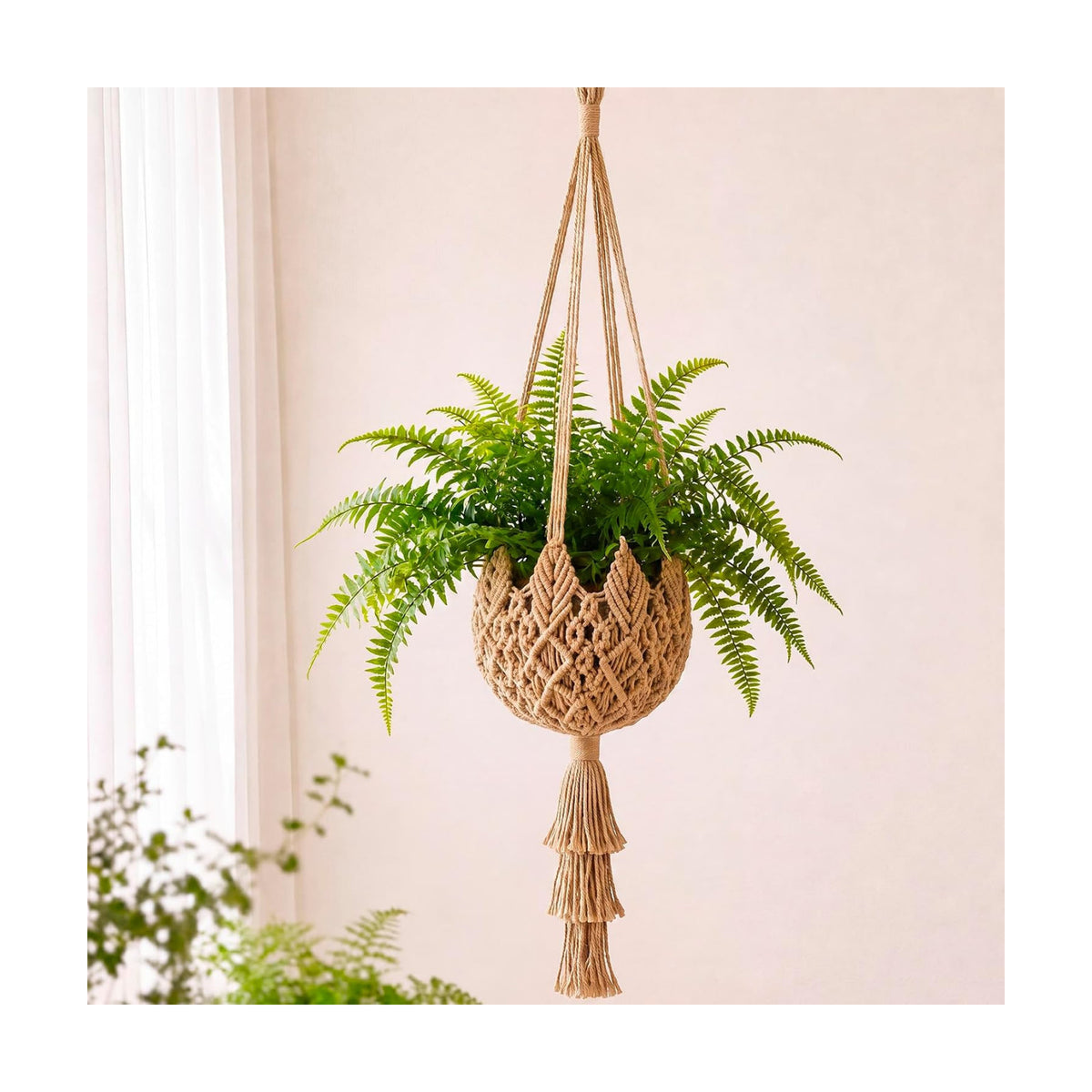 Shappy 1 Pack Boho Macrame Plant Hanger for Indoor