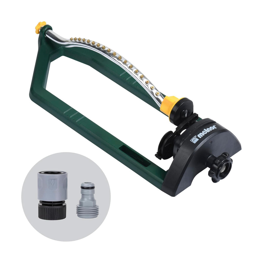 Melnor 65149AMZ Oscillating Sprinkler, 18 Precision Brass Nozzles, Adjustable Coverage, Waters Up to 3,400 Sq. Ft.
