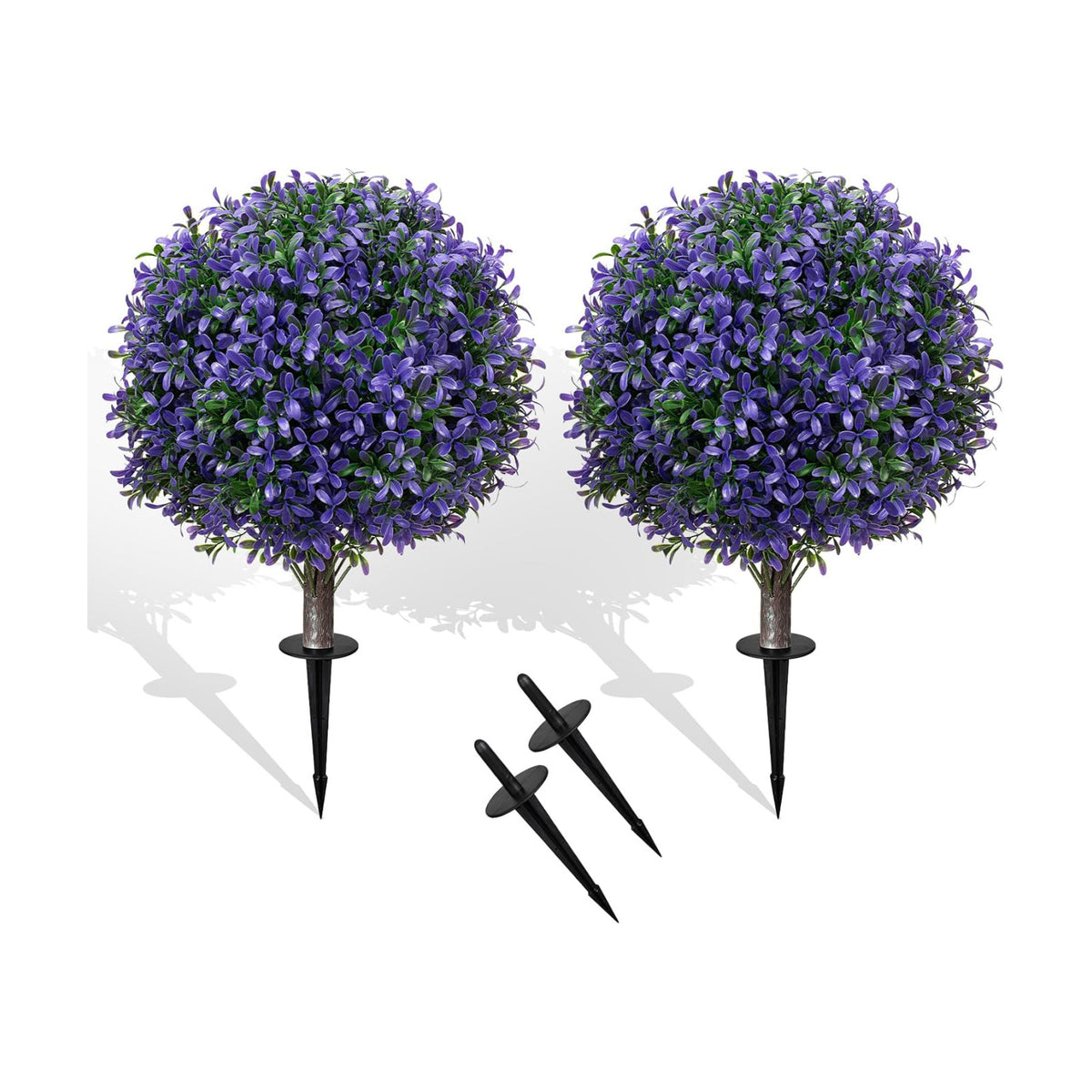 Chillchard 2Pack UV Resistant Purple Artificial Boxwood Topiary Fake Plant