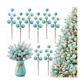 Suncalla 8 Pcs Velvet Christmas Tree Picks, Teal Ornament Stems