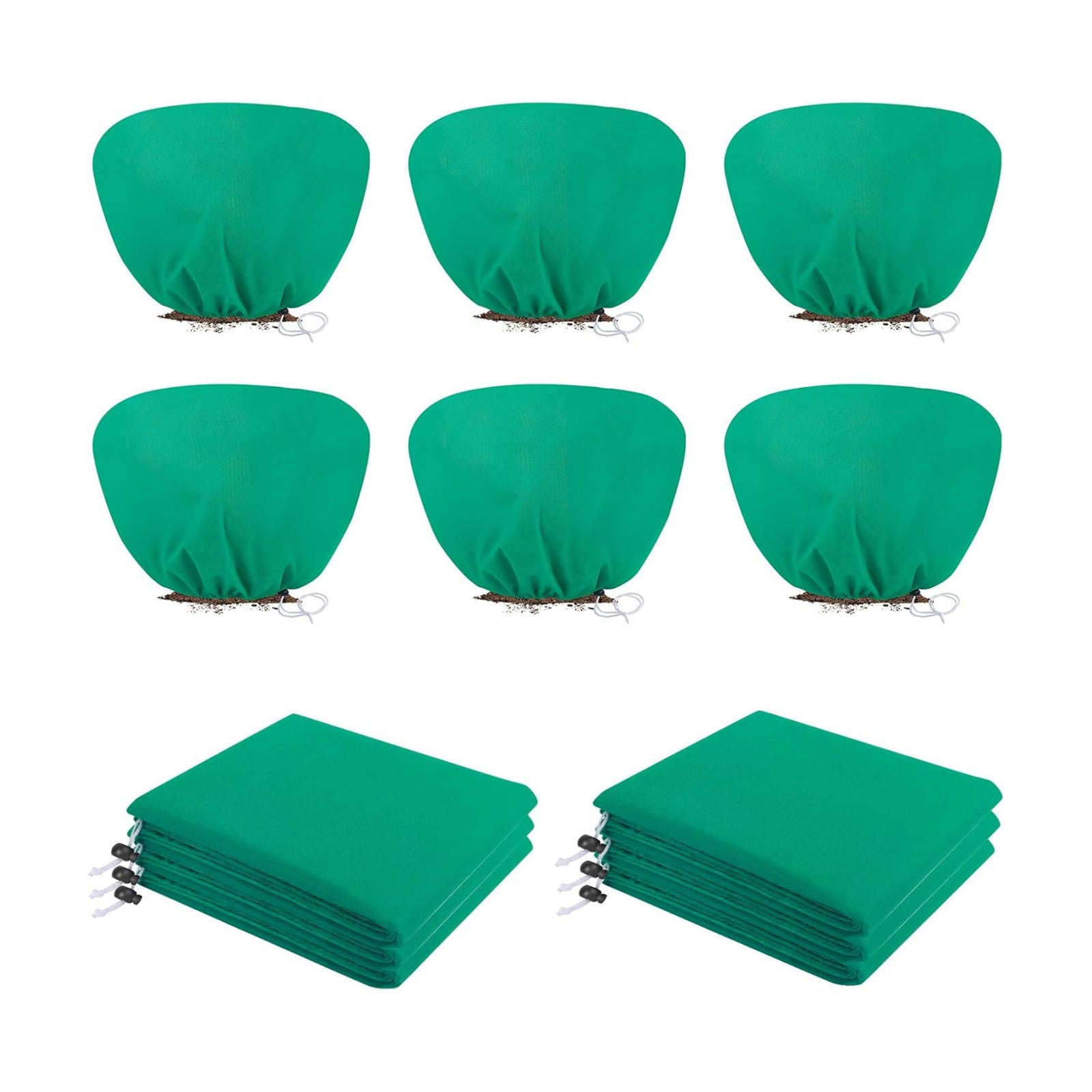 6 Pack Shrub Plant Covers Freeze Protection for Winter, 39.4"X39.4", Green | 2.2 oz/yd² Plant Protection Bags