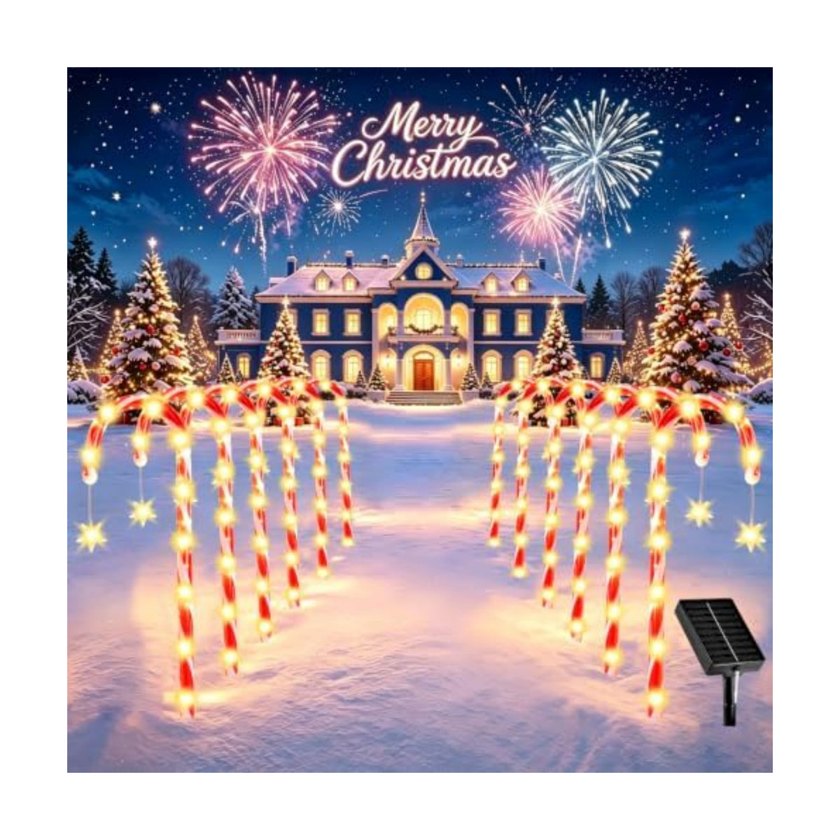 12 Pack Solar Candy Cane Lights Outdoor, Warm White Solar Christmas Lights
