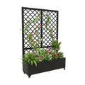 Planter Raised beds with Trellis，72" x 47" x 16",Black Grid,Privacy planters for Patio,Planter Box for Climbing Plants