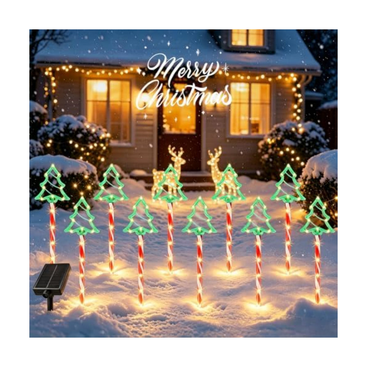 Solar Christmas Tree Pathway Lights Outdoor, 10 Pack Tree Candy Cane Lights