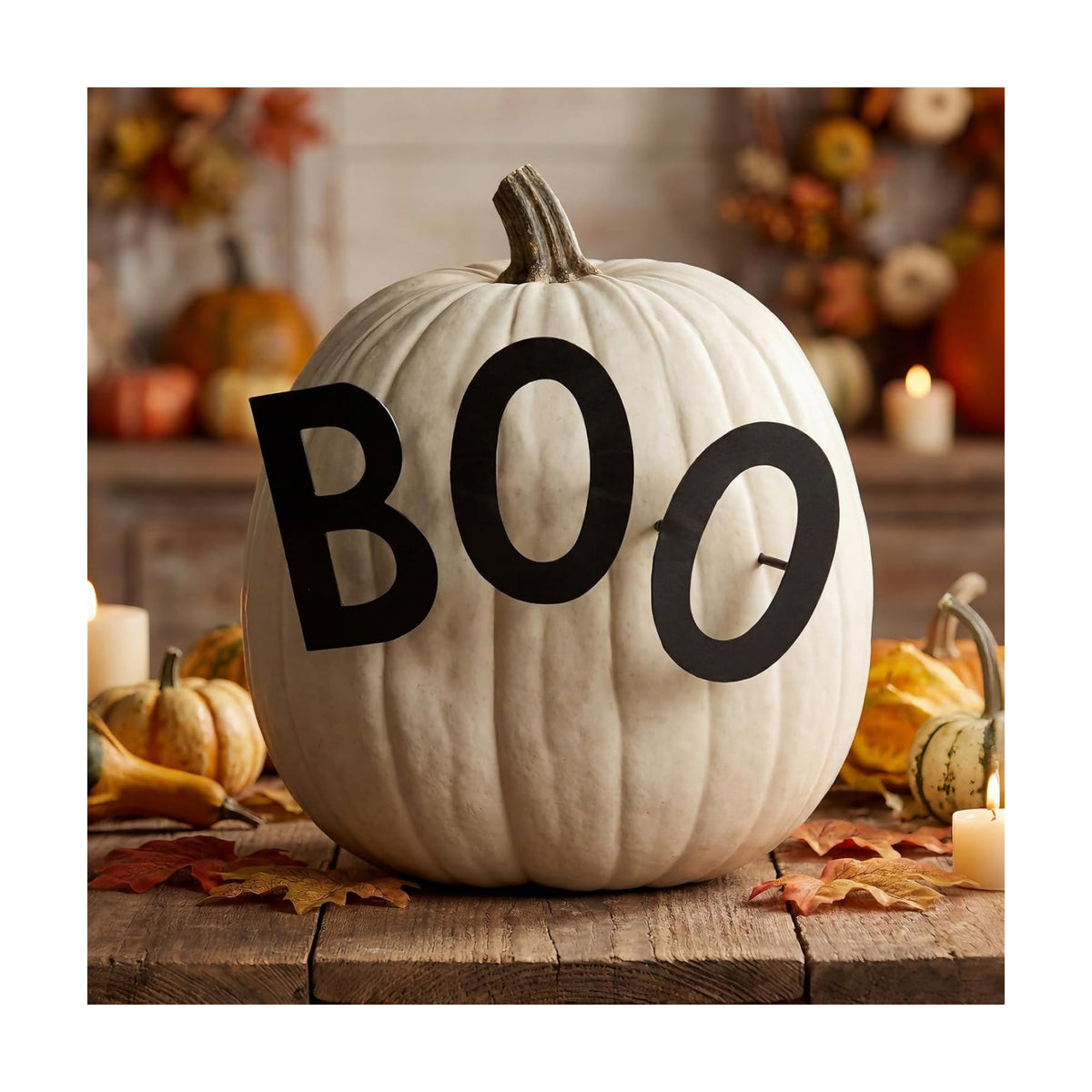 Halloween Metal Boo Pumpkin Stake Set, 4'' High Letters, Fall Porch Decor