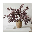 Daynight 6 Pcs Fall Artificial Eucalyptus Stems, 35″ Silk Faux Foliage Branches, Autumn Greenery Stems for Thanksgiving Halloween Farmhouse Table Centerpiece DIY Decor (6, Burgundy)