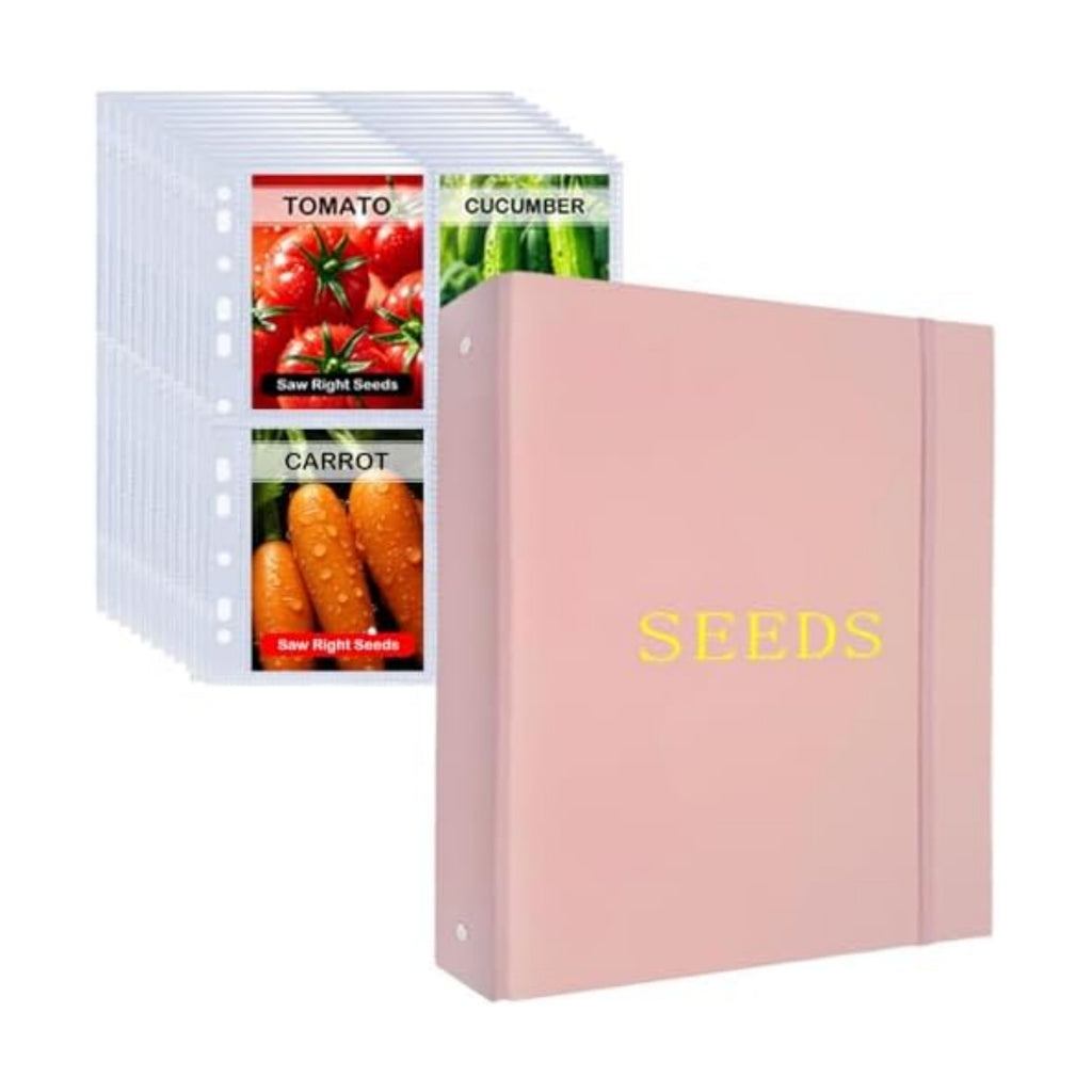 Seed Storage Organizer Binder,3 Ring Seed Packet Organizer with 100 Pockets