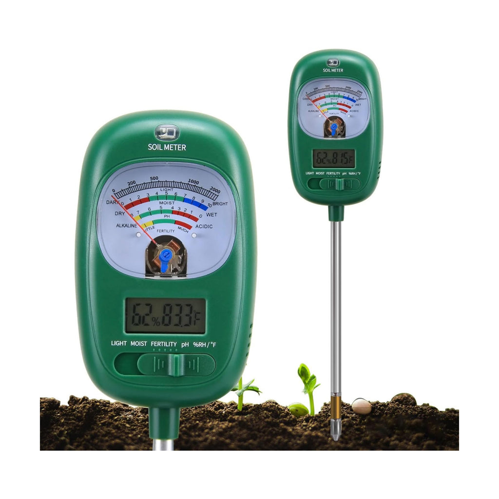 7-in-one Soil Test Kit, Soil Moisture Meter/PH Meter/Sunlight Intensity/Fertility Soil Tester, LCD Display Air & Soil