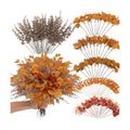 lovemoon 130 Pcs Fall Mixed Greenery Artificial Eucalyptus Stems, Orange
