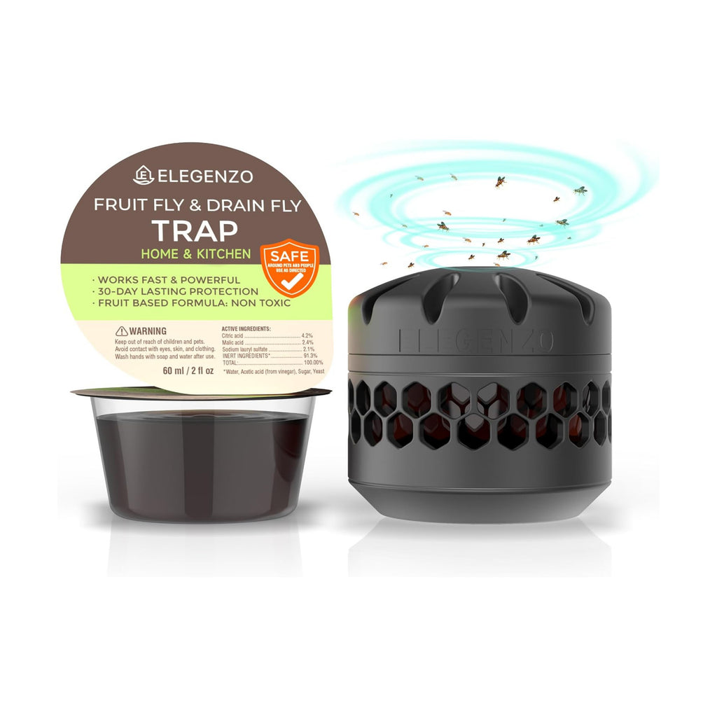 Fruit Fly Traps for Indoors: Fruit Fly and Drain Fly Traps Indoor - Reusable Escape-Proof Trap and Powerful Fruit-Based