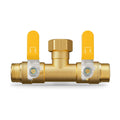 Hose Splitter 2 Way, Heavy Duty Brass Garden Hose Splitter | 0.59" Full Flow Ball Valve Outlet, Shut-Off Valve, 3/4"