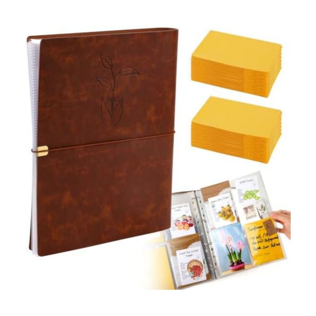 Seed Packet Binder Organizer, Garden Planner Packet with Clear Pocket Sleeves &Seed Envelopes, Fit for Standard Seed Packets