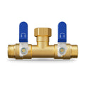 Hose Splitter 2 Way, Heavy Duty Brass Garden Hose Splitter | 0.59" Full Flow Ball Valve Outlet, Shut-Off Valve, 3/4"