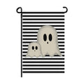 Halloween Garden Flags 12x18 Inch Ghost Black and White Stripes Small Flags for Outside Holiday Scary Yard Flag for Lawn Outdoor Decorations Sign