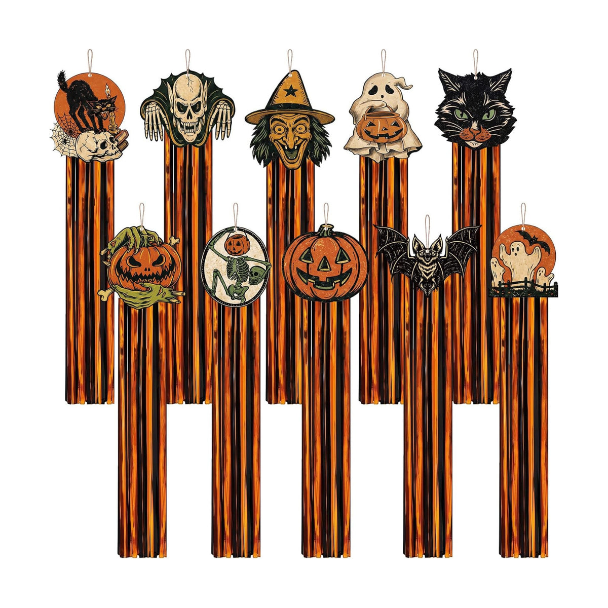 10 Pcs Halloween Outdoor Decoration Ghost Hanging Decor 4.4ft