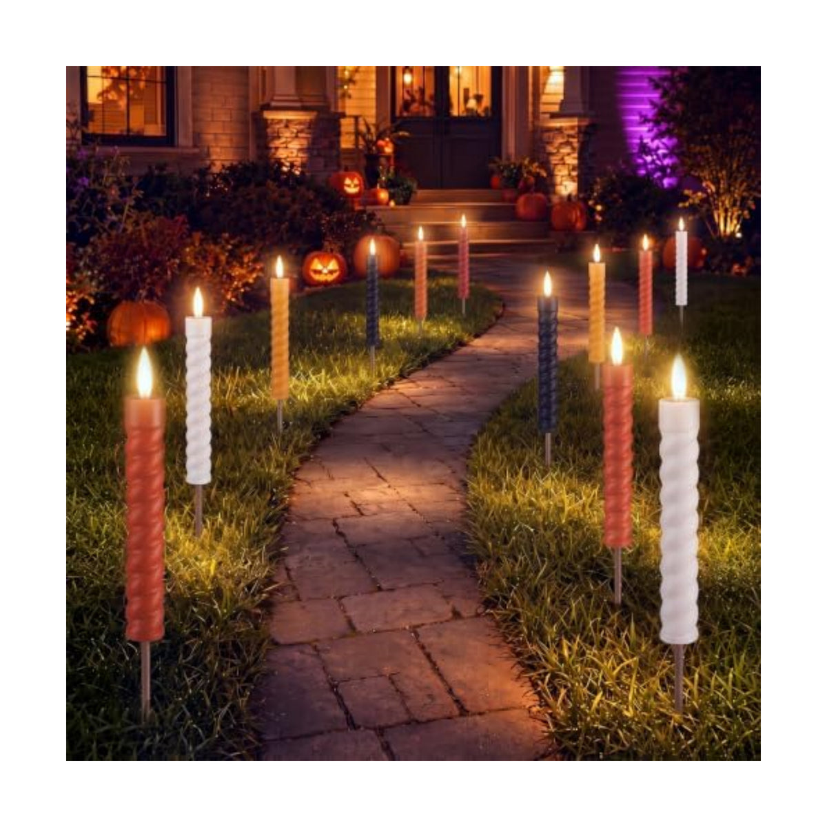Woanger 8 Pcs Halloween Solar Lights Outdoor, Waterproof LED Pathway Decor