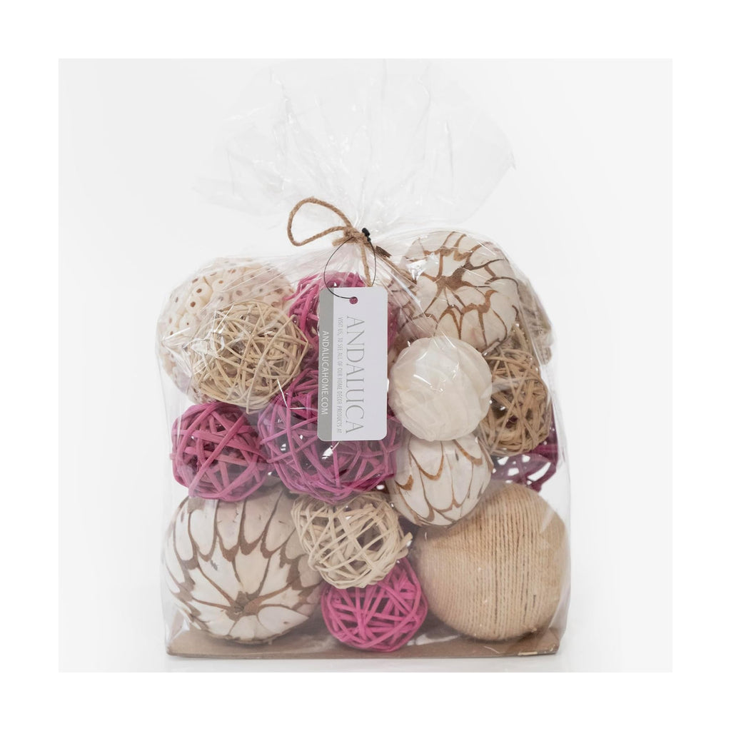 ANDALUCA Large Decorative Vase Filler Bag with Orbs, Balls (Pink)