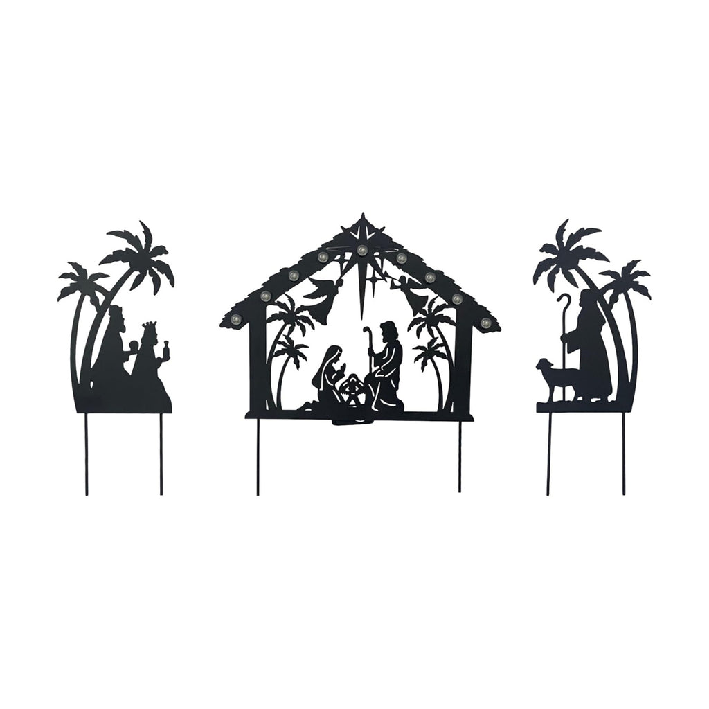Solar Lighted Nativity Scene Garden Decor, Outdoor Christmas Yard Lawn Holiday Party Ornament