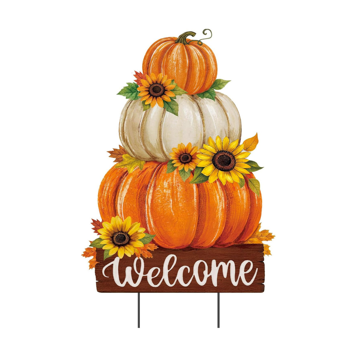 Fall Decorations Outdoor Metal Yard Sign Pumpkin Garden Stakes